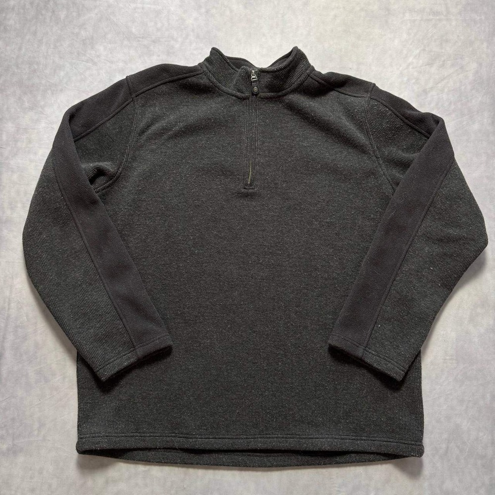 Harley-Davidson Quarter Zip Pullover Mens XL‎ Charcoal Grey Fleece Knit Biker